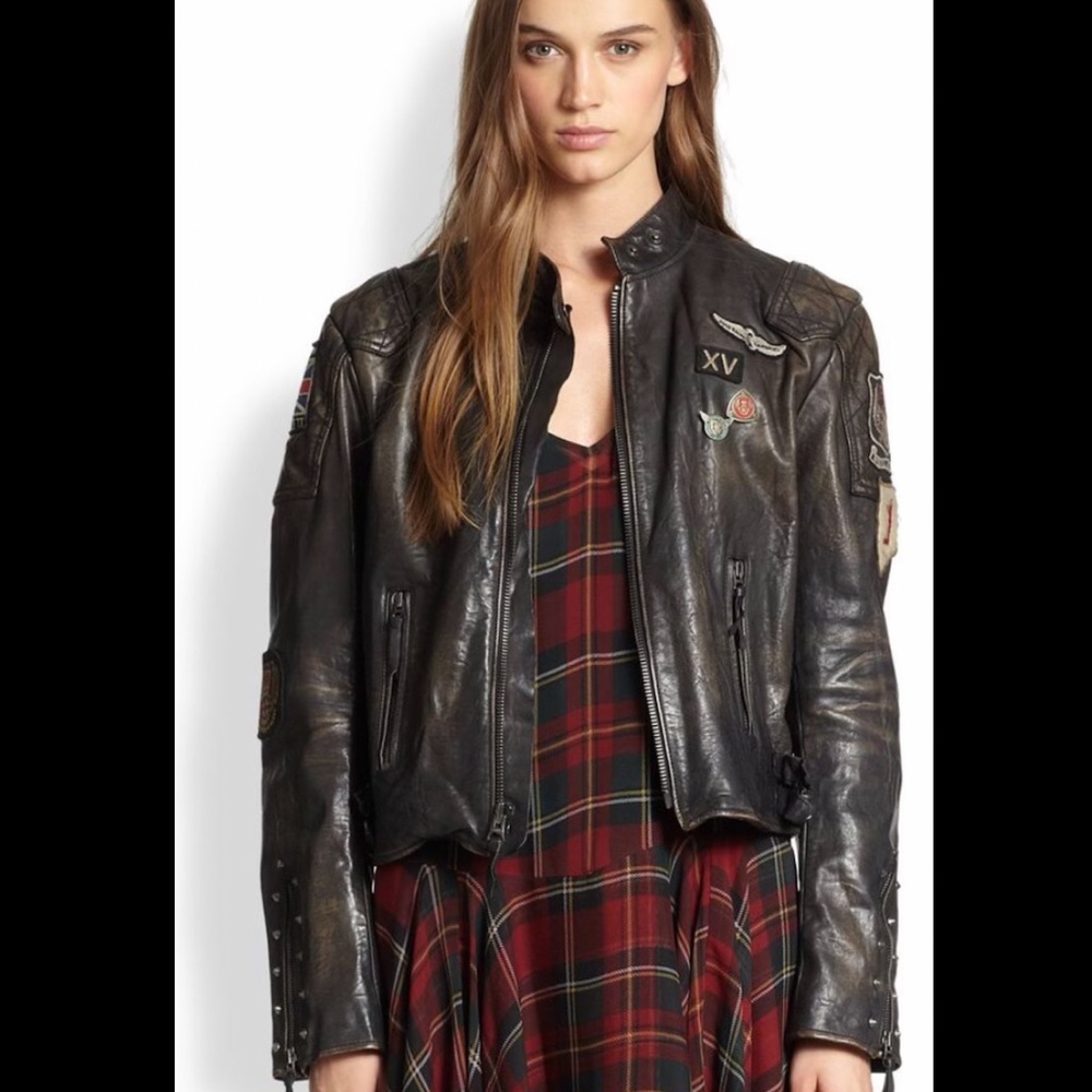 Polo Ralph Lauren Distressed Leather Moto Jacket